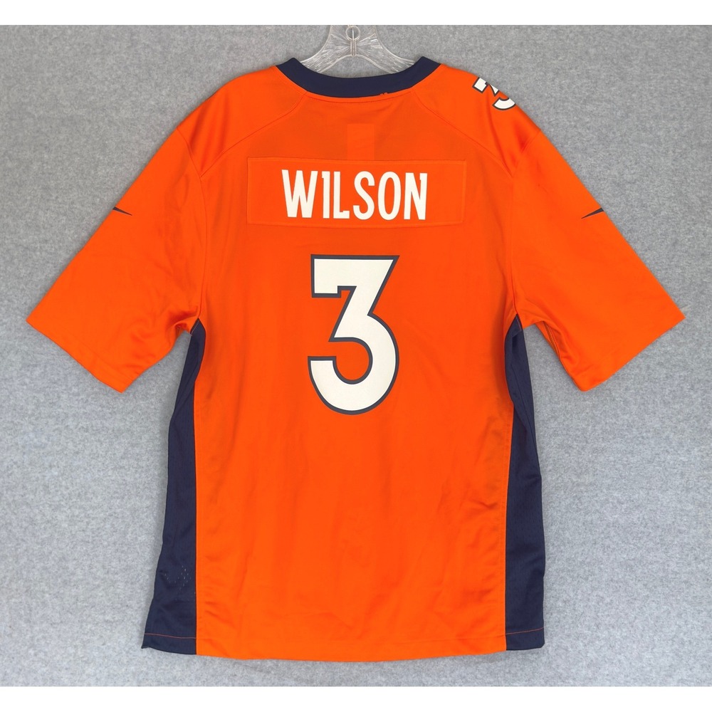 NEW! Nike Denver Broncos Russell Wilson 3 Jersey Mens Large Orange NFL On Field
